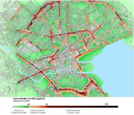 Concentration dioxyde d'azote Annecy 2006